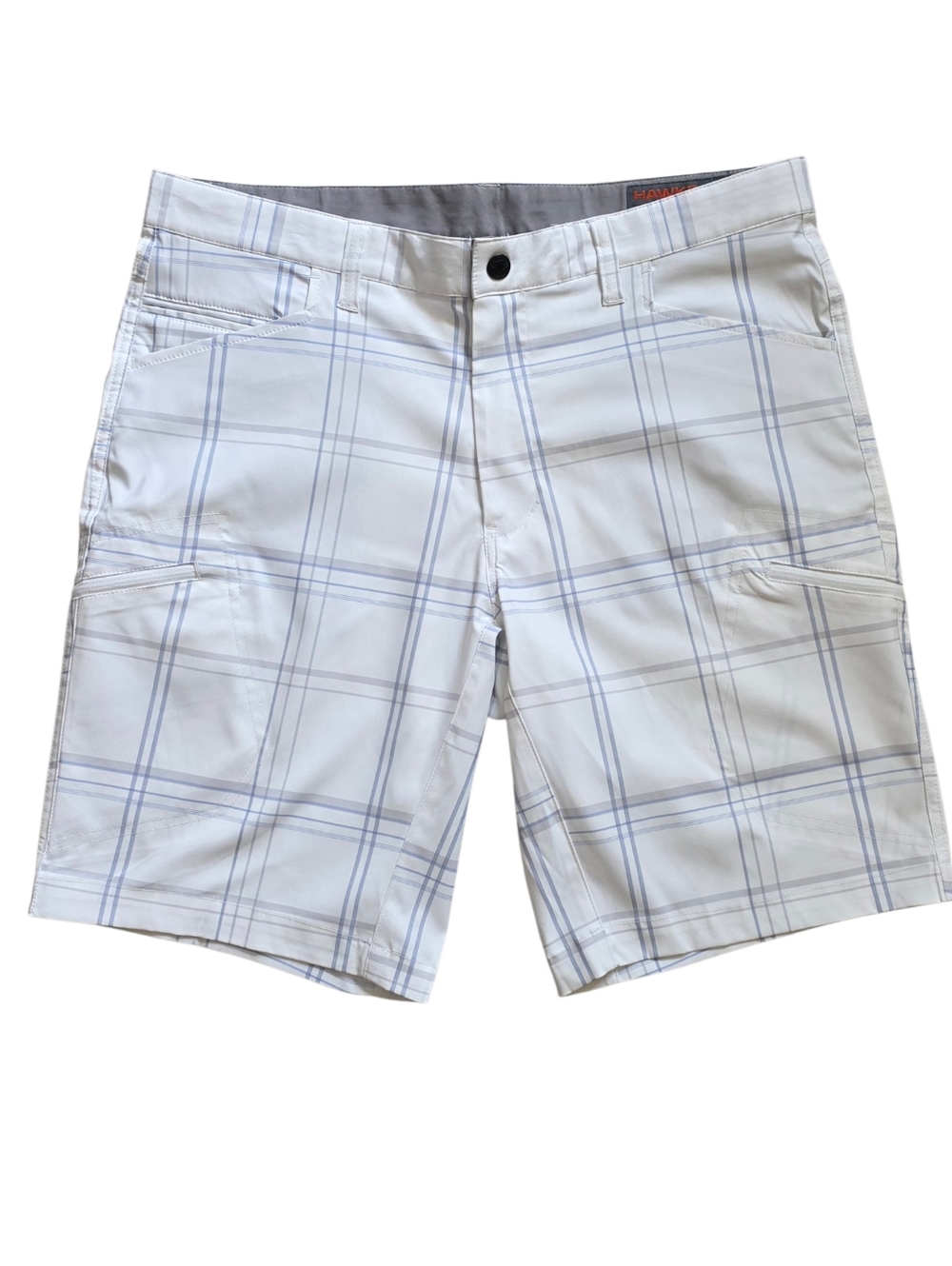 Hawke & Co Size 36 White Blue Plaid Pro Series Golf Utility Skateboard Shorts